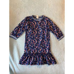 Forever Me Women's Floral Blue 3/4 Sleeve Crew Neck Polyester Dress XL